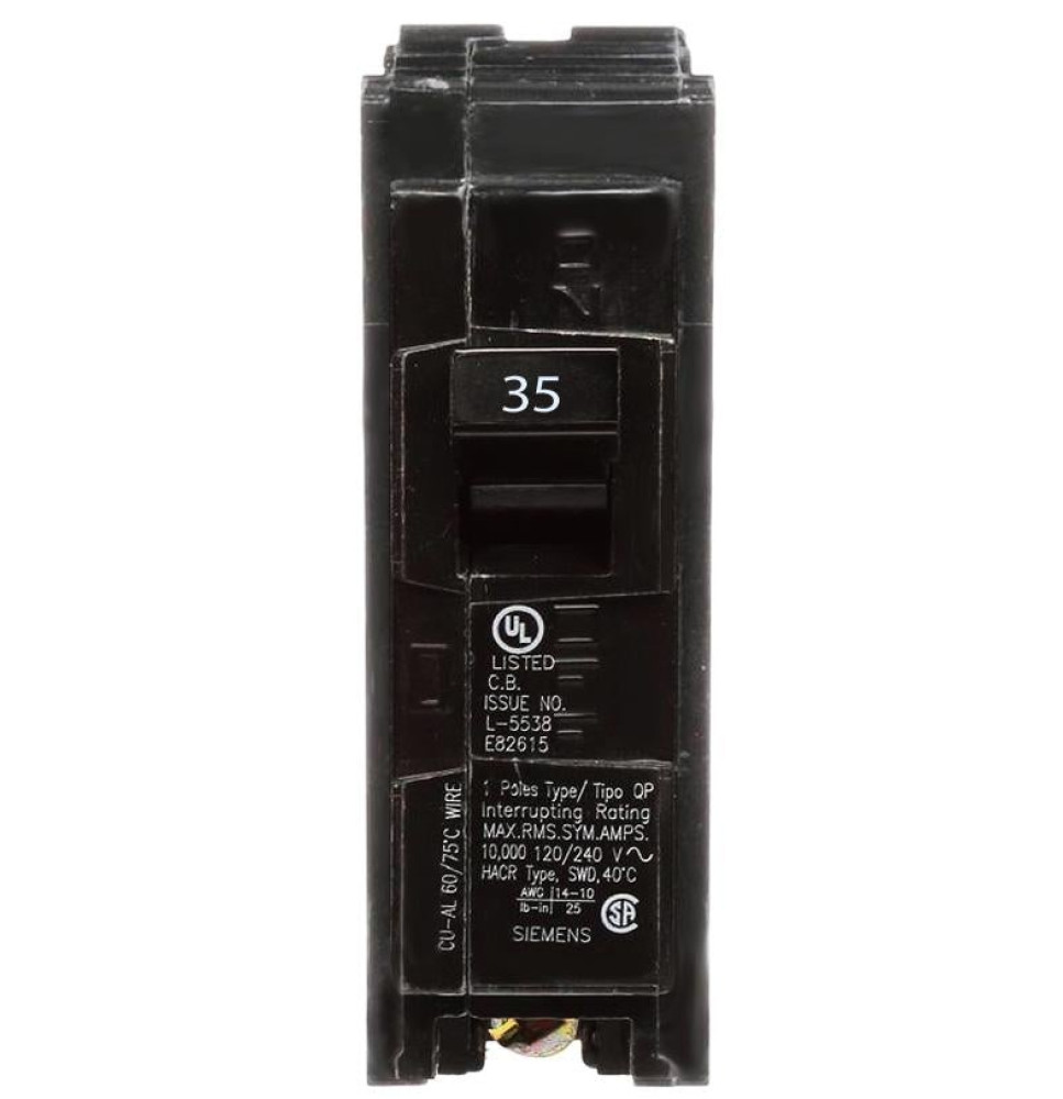 Q135 - Siemens 35 Amp Single Pole Circuit Breaker