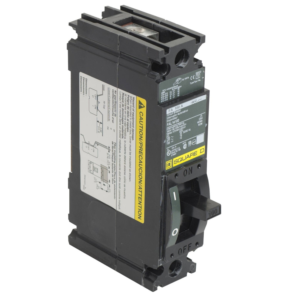 FAL14100 - Square D 100 Amp 1 Pole 277 Volt Feed Thru Molded Case Circuit Breaker
