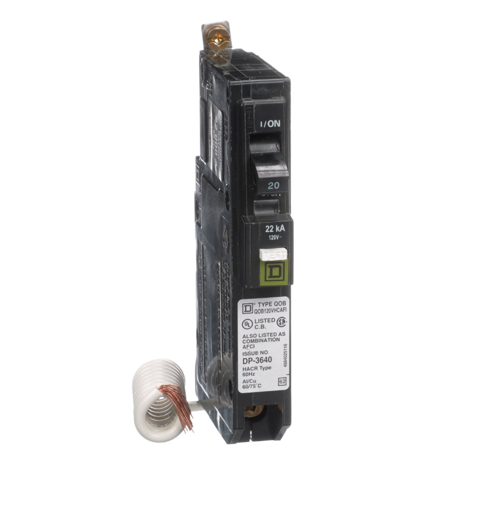 QOB120VHCAFI - Square D 20 Amp 1 Pole 120 Volt Bolt-On Molded Case Circuit Breaker