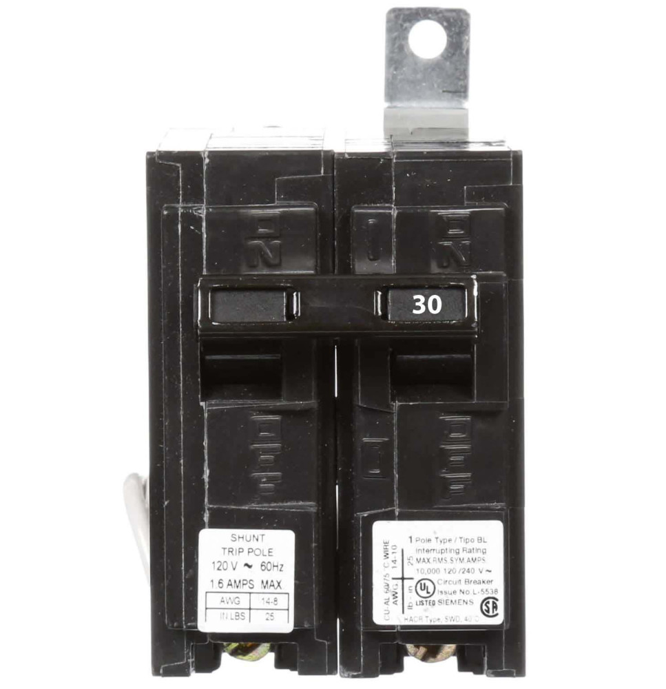B13000S01 - Siemens 30 Amp 1 Pole 120 Volt Molded Case Circuit Breaker