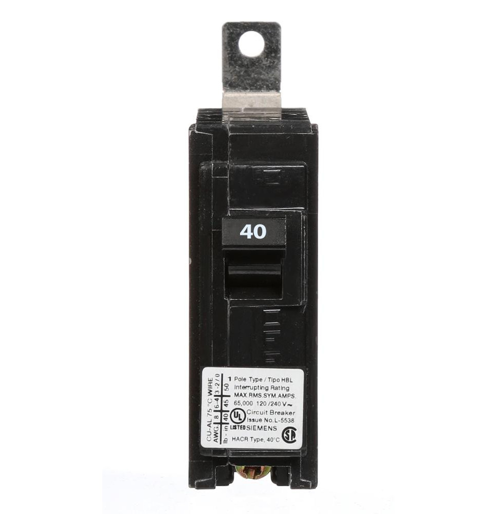 B140HH - Siemens 40 Amp 1 Pole 120 Volt Molded Case Circuit Breaker
