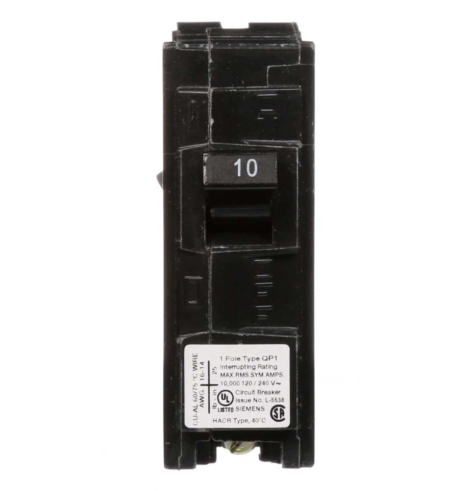 Q110 - Siemens 10 Amp 1 Pole 120 Volt Plug-In Molded Case Circuit Breaker