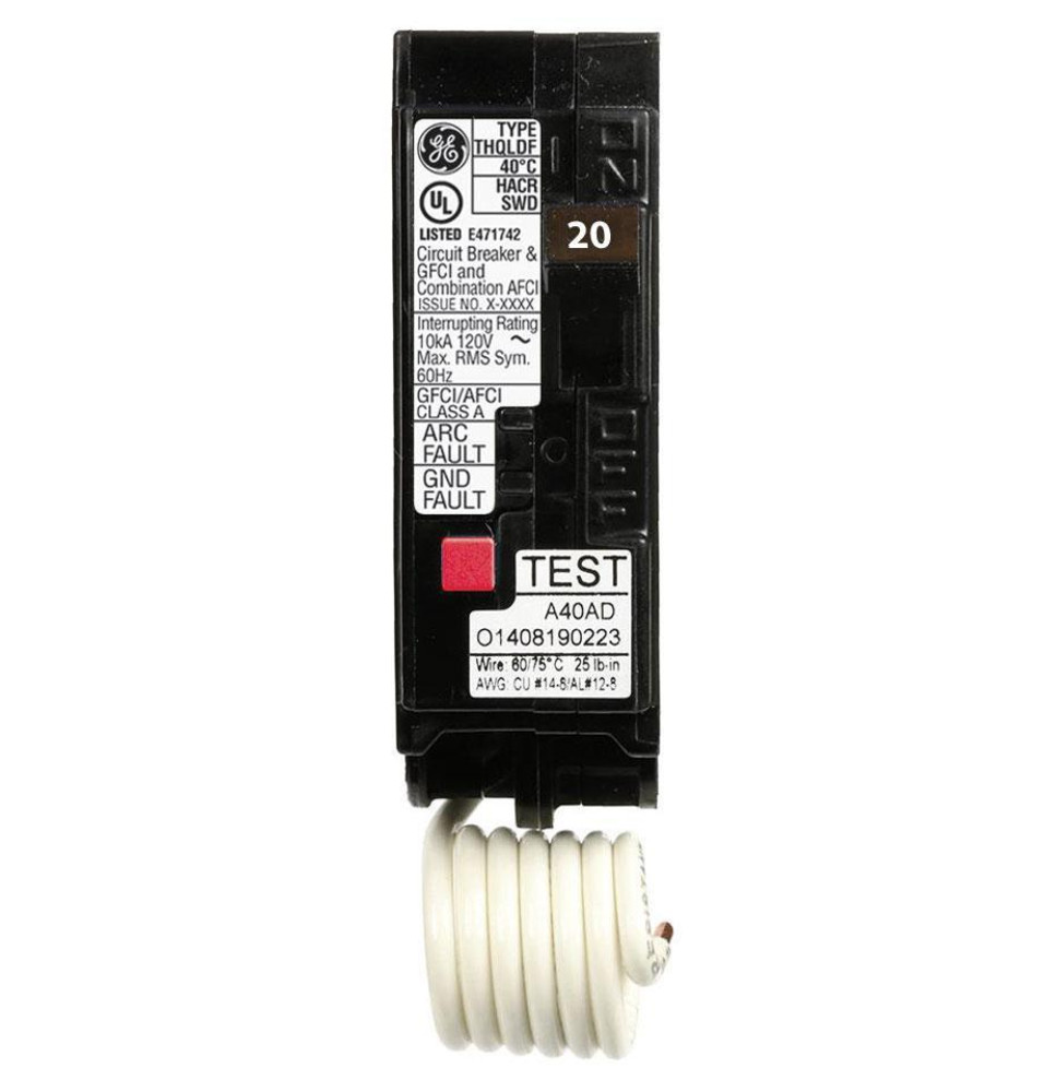 THQL1120DF - GE 20 Amp Single Pole Dual Function Circuit Breaker