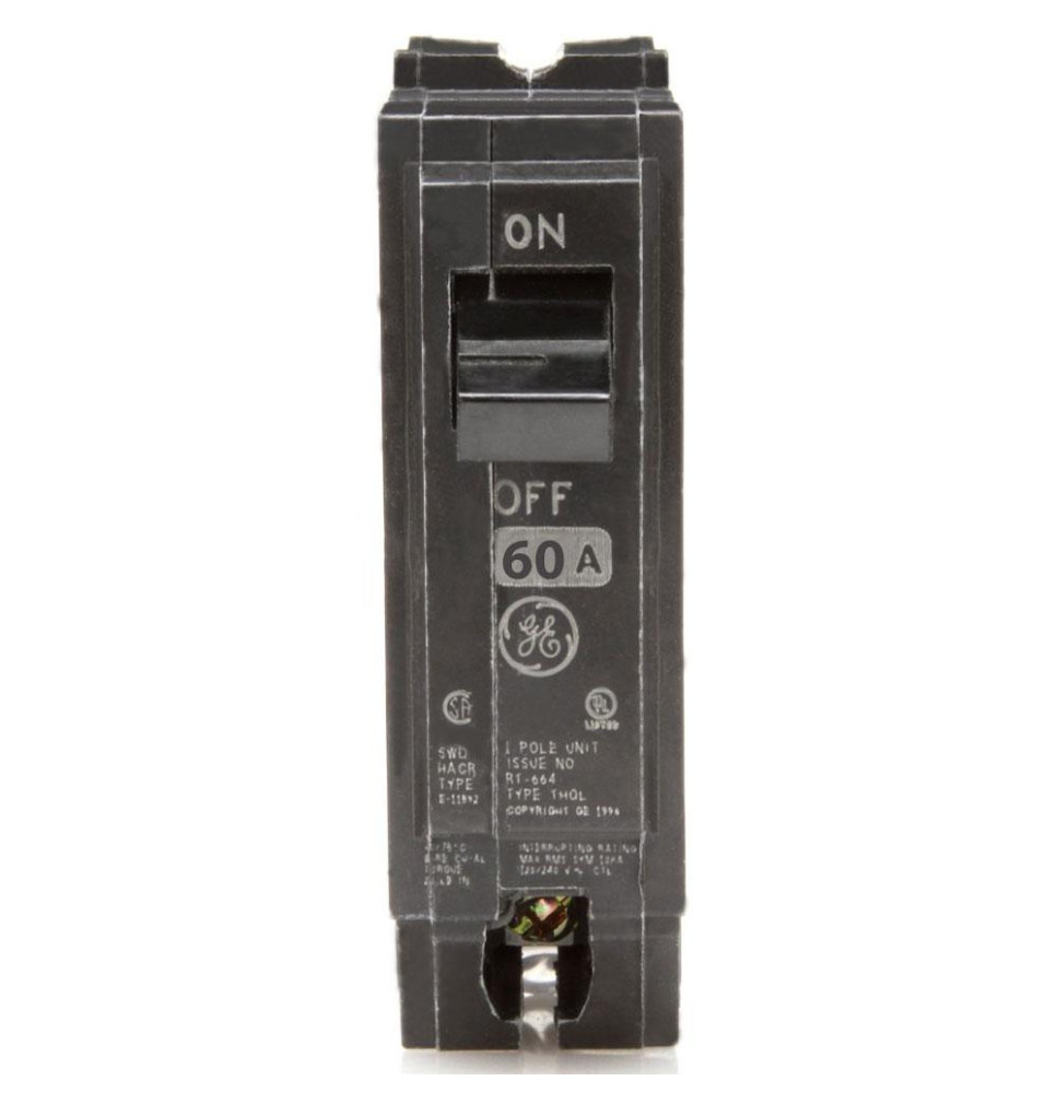 THQL1160 - GE 60 Amp 1 Pole 120 Volt Plug-In Molded Case Circuit Breaker
