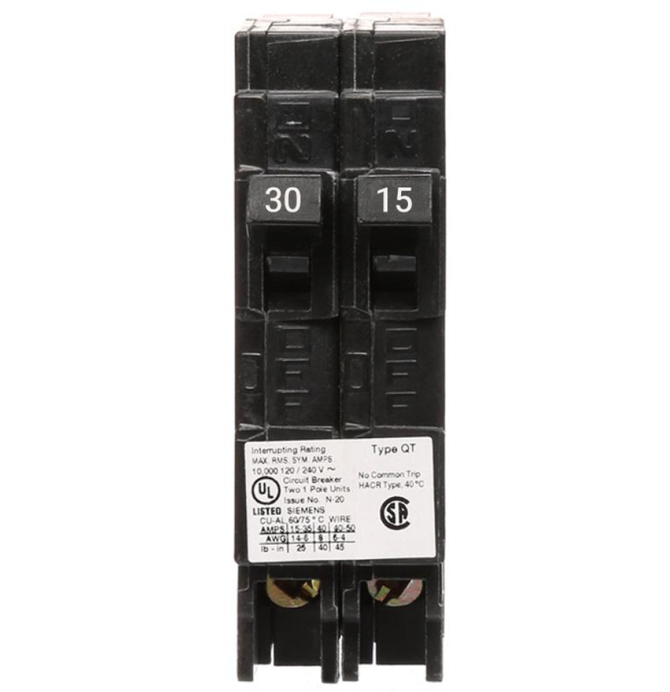 Q3015 - Siemens 15 Amp 1 Pole 240 Volt Plug-In Molded Case Circuit Breaker