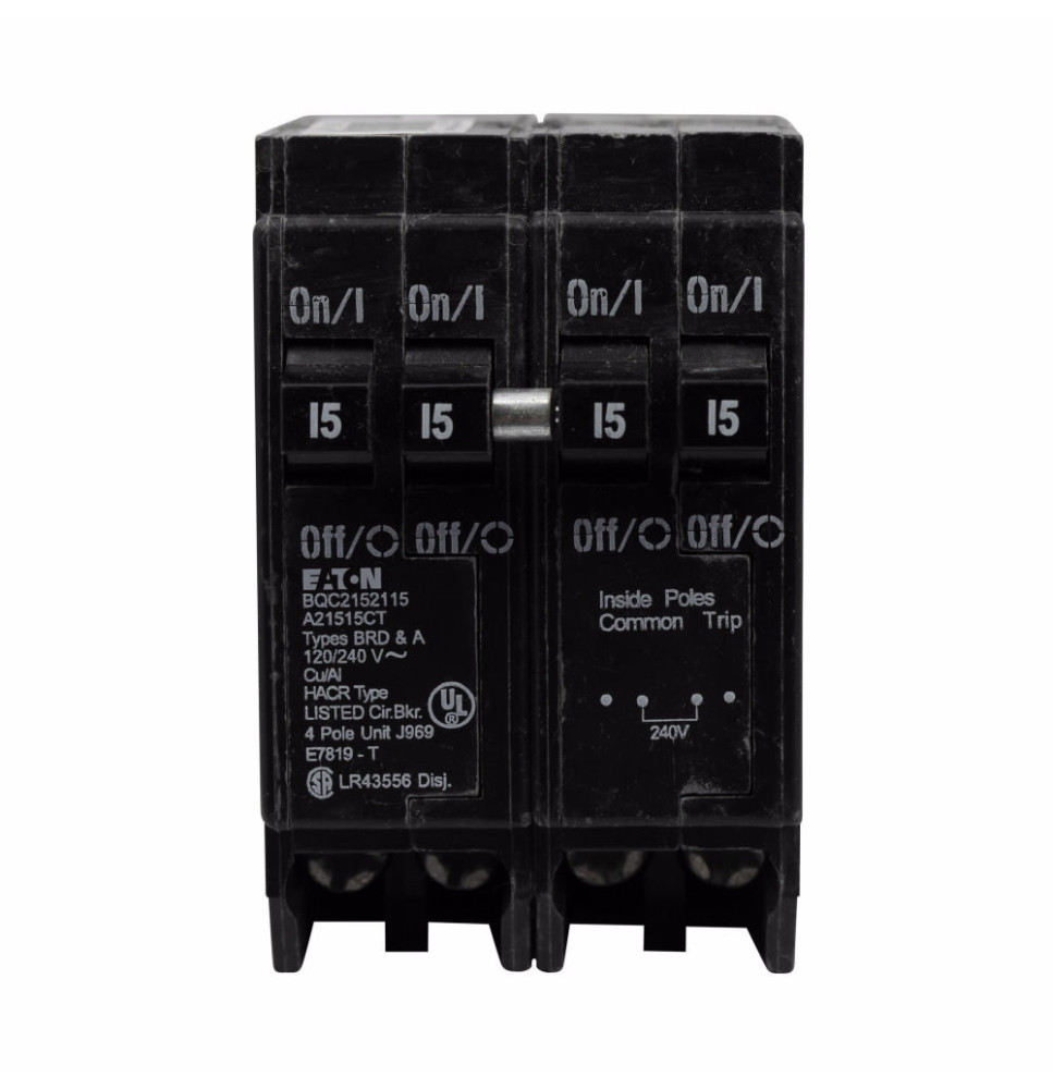 BQC2152120 - Eaton Cutler-Hammer 15 Amp 2 Pole 240 Volt Plug-In Molded Case Circuit Breaker