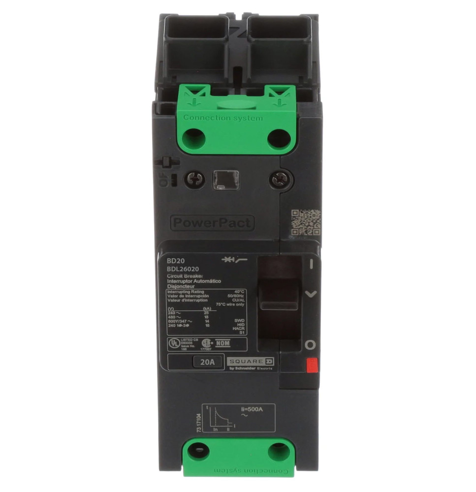 BDL26020 - Square D 20 Amp 2 Pole 600 Volt Molded Case Circuit Breaker