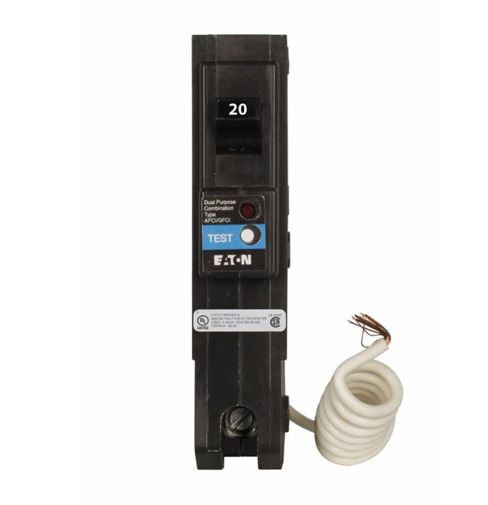 BRLAFGF120 - Eaton Cutler-Hammer 20 Amp Single Pole Dual Function Circuit Breaker