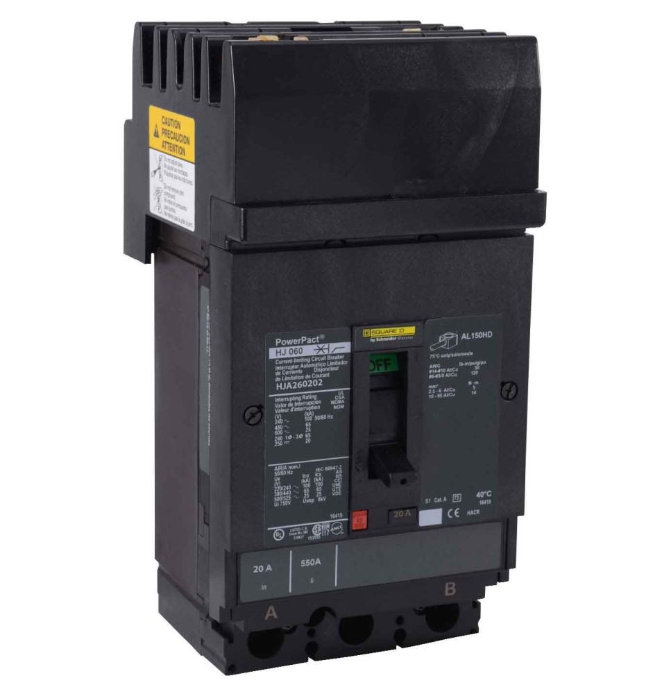 HJA260202 - Square D 20 Amp 2 Pole 600 Volt Molded Case Circuit Breaker