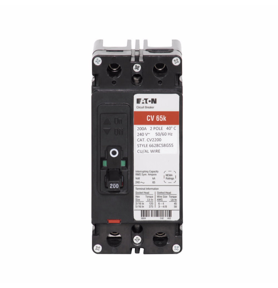CVS2200XMM - Eaton Cutler-Hammer 200 Amp 2 Pole 240 Volt Bolt-On Molded Case Circuit Breaker