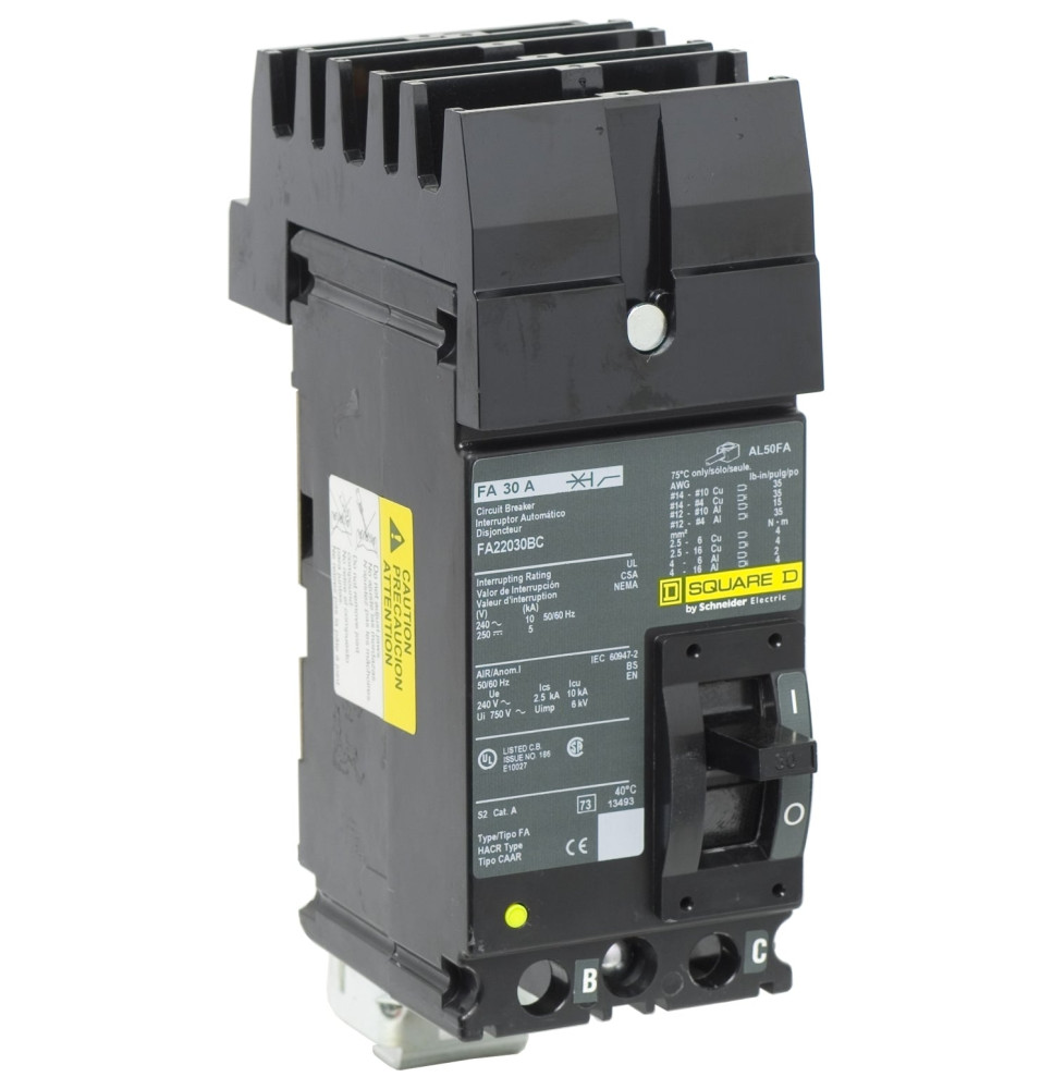 FA22030BC - Square D 30 Amp 2 Pole 240 Volt Plug-In Molded Case Circuit Breaker