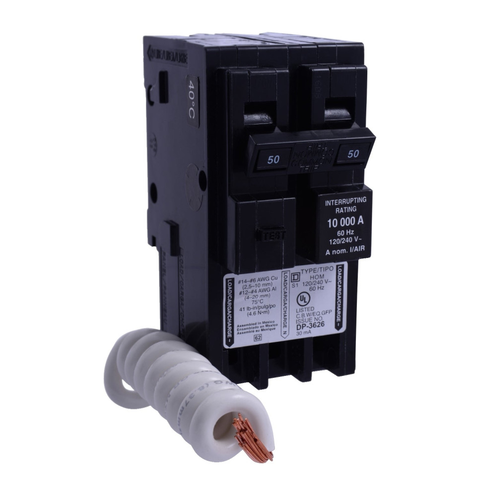 HOM250EPD - Square D 50 Amp 2 Pole 240 Volt Plug-In Molded Case Circuit Breaker