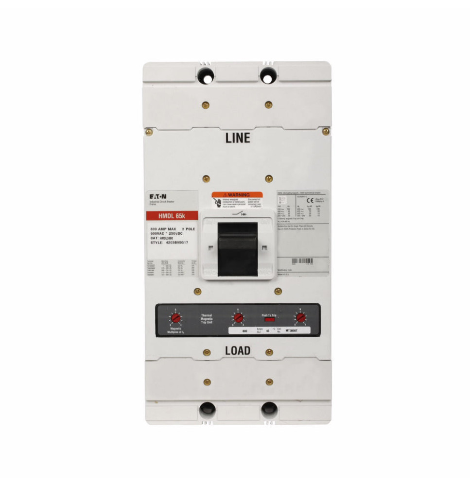 MDLB2800W - Eaton Cutler-Hammer 800 Amp 2 Pole 600 Volt Molded Case Circuit Breaker