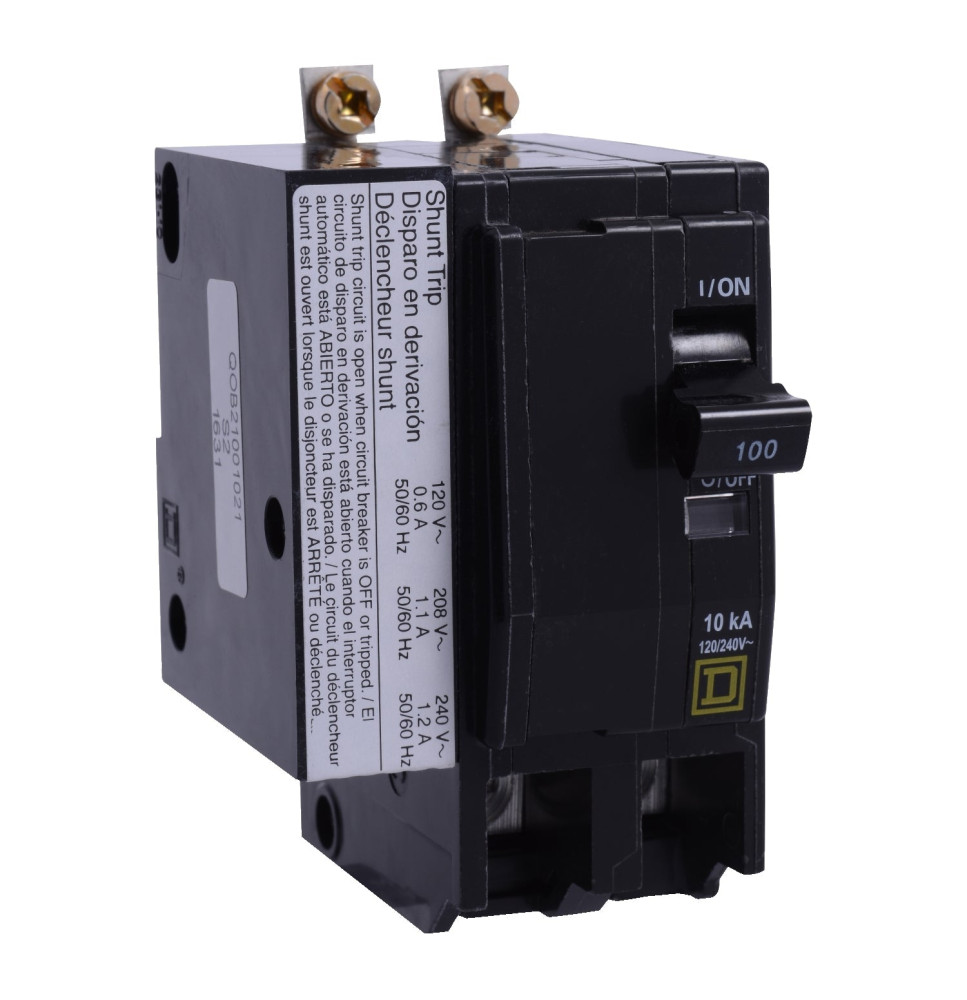 QOB21001021 - Square D 100 Amp 2 Pole 120 Volt Bolt-On Molded Case Circuit Breaker