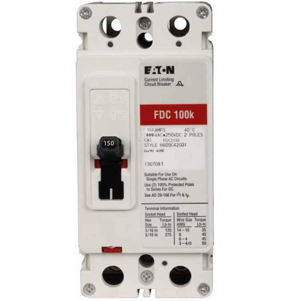 FDC2150 - Eaton Cutler-Hammer 150 Amp 2 Pole 600 Volt Molded Case Circuit Breaker