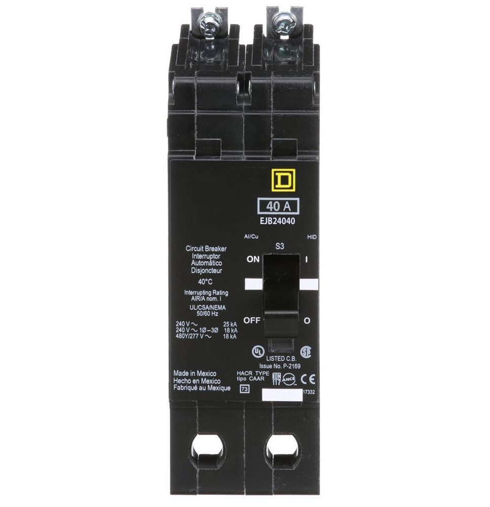 EJB24040 - Square D 40 Amp 2 Pole 480 Volt Bolt-On Circuit Breaker