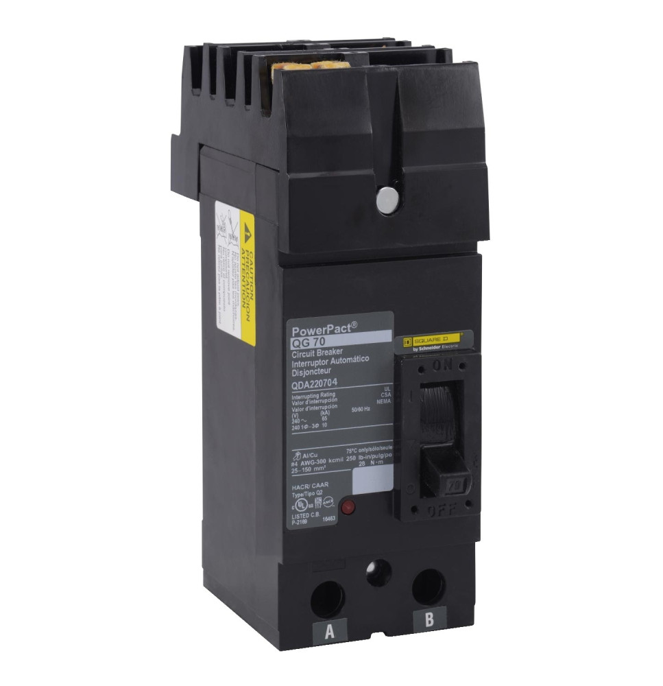 QDA220704 - Square D 70 Amp 2 Pole 240 Volt Plug-In Molded Case Circuit Breaker