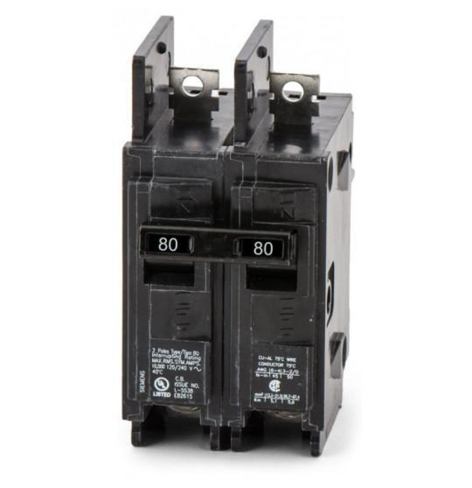 BQ2B080H - Siemens 80 Amp 2 Pole 240 Volt Bolt-On Molded Case Circuit Breaker