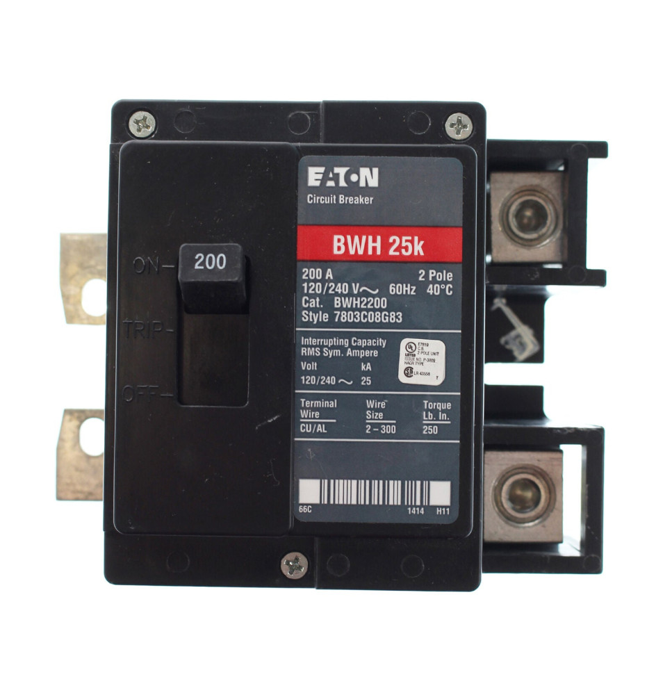 BWH2200 - Eaton Cutler-Hammer 200 Amp 2 Pole 240 Volt Bolt-On Molded Case Circuit Breaker
