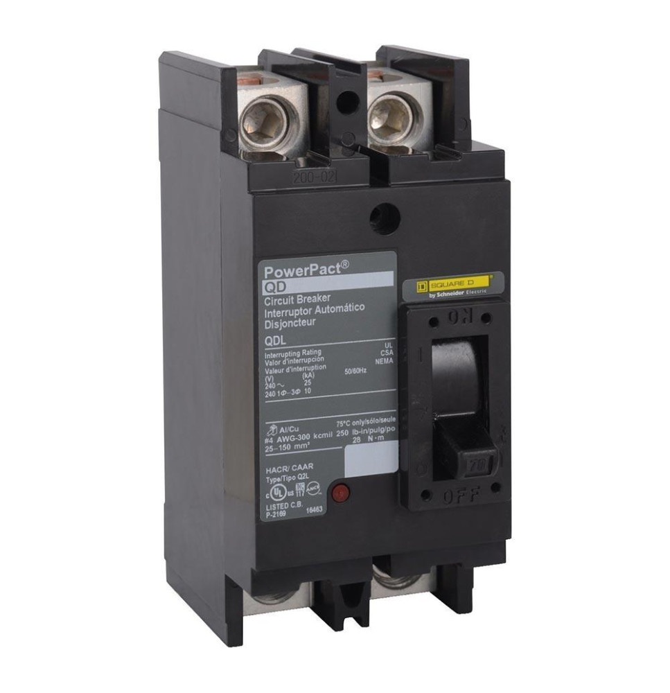 QDL22175 - Square D 175 Amp Double Pole 240 Volt PowerPact Q Molded Case Circuit Breaker