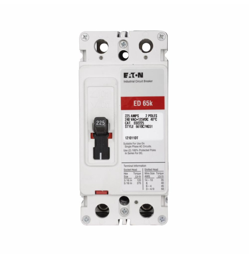 ED2125L - Eaton Cutler-Hammer 125 Amp 2 Pole 240 Volt Molded Case Circuit Breaker