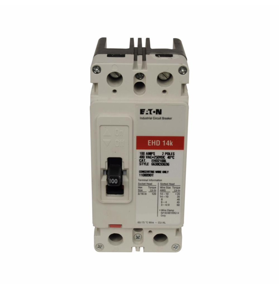 EHD2080L - Eaton Cutler-Hammer 80 Amp 2 Pole 480 Volt Molded Case Circuit Breaker