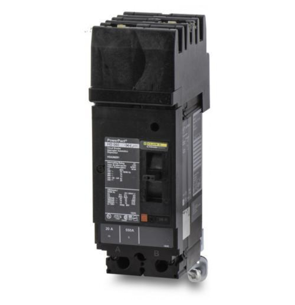 HDA260201 - Square D 20 Amp 2 Pole 600 Volt Plug-In Molded Case Circuit Breaker