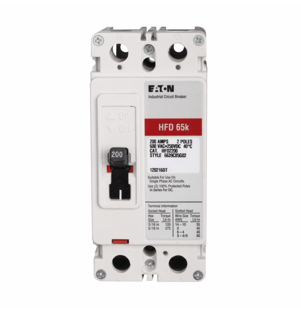HFD2060L - Eaton Cutler-Hammer 60 Amp 2 Pole 600 Volt Molded Case Circuit Breaker