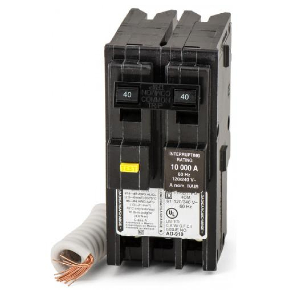 HOM240GFI - Square D 40 Amp 2 Pole 240 Volt Ground Fault Circuit Breaker