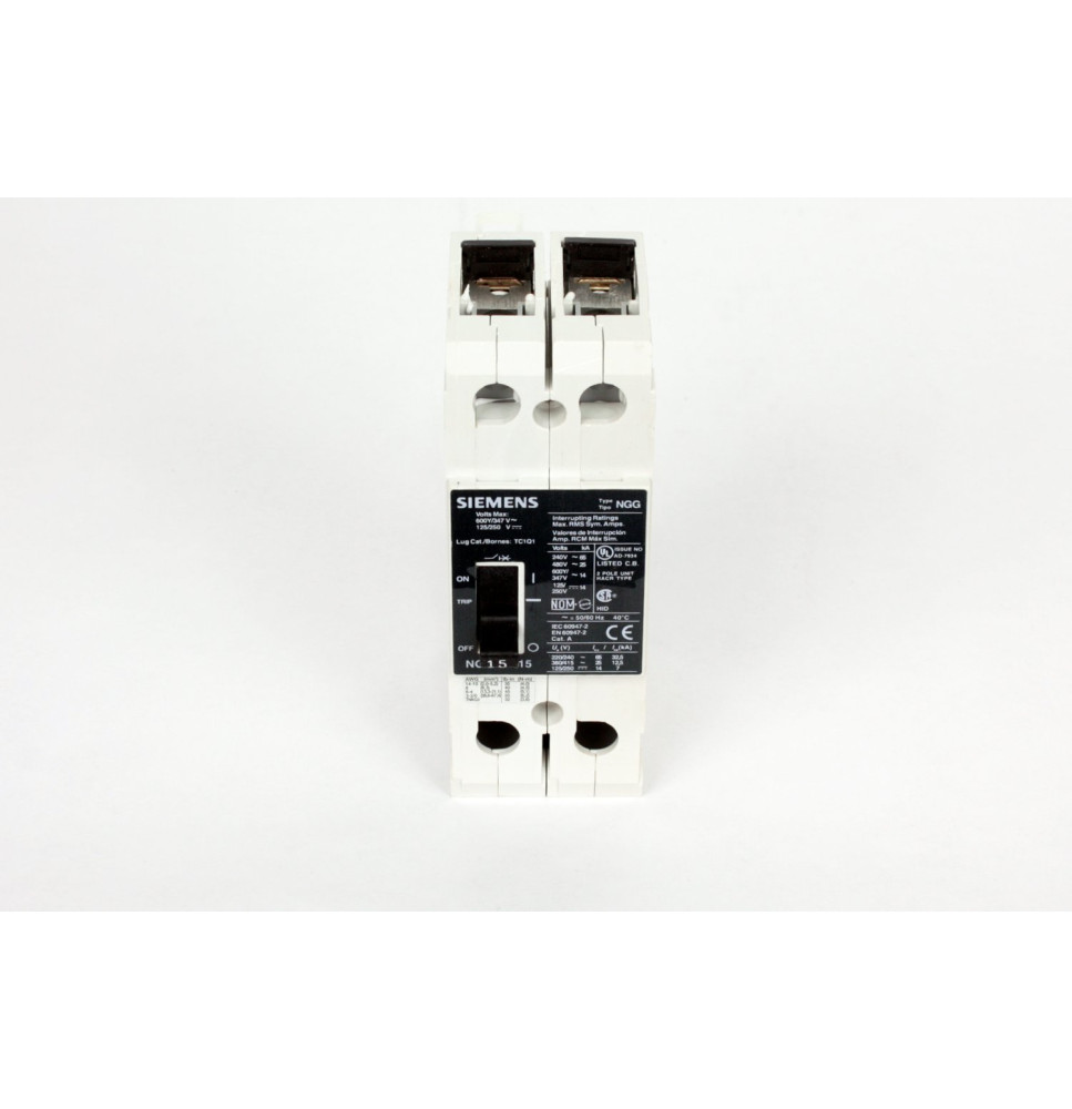 NGG2B015L - Siemens 15 Amp 2 Pole 600 Volt Bolt-On Molded Case Circuit Breaker