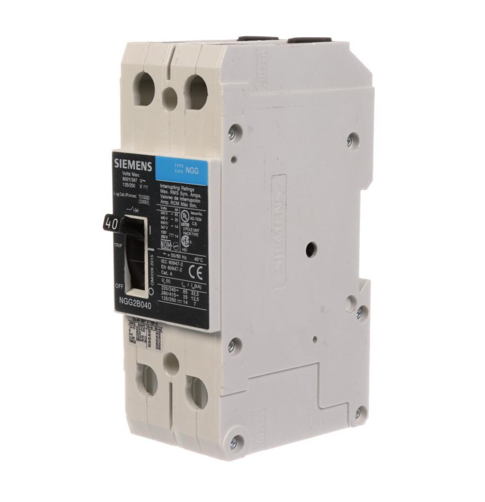 NGG2B040L - Siemens 40 Amp 2 Pole 600 Volt Bolt-On Molded Case Circuit Breaker