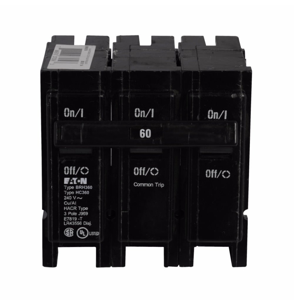 BRH360 - Eaton Cutler-Hammer 60 Amp 3 Pole 240 Volt Plug-In Molded Case Circuit Breaker