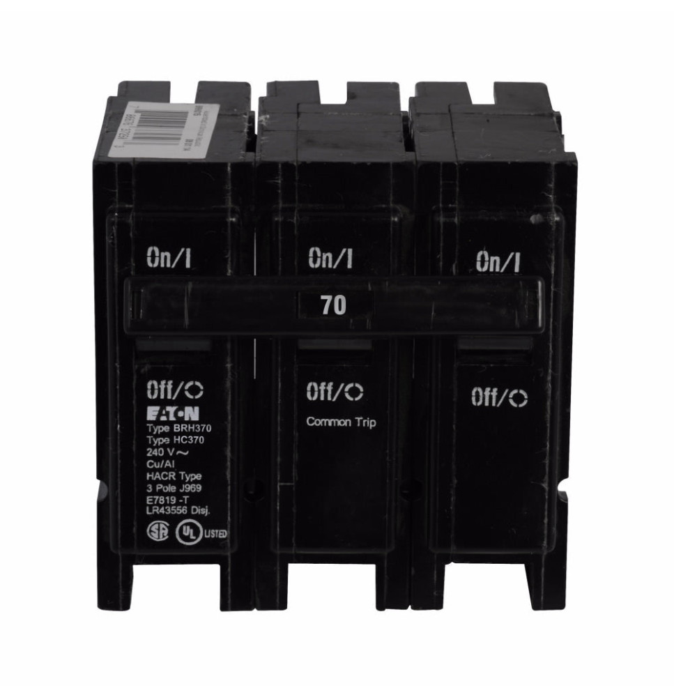 BRH370 - Eaton Cutler-Hammer 70 Amp 3 Pole 240 Volt Plug-In Molded Case Circuit Breaker
