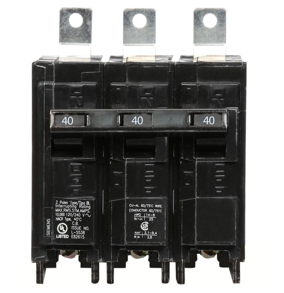 B340 - Siemens 40 Amp 3 Pole Bolt-On Circuit Breaker