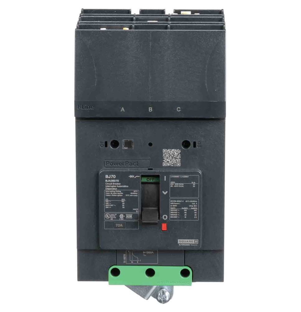 BJA36070 - Square D 60 Amp 3 Pole 600 Volt Molded Case Circuit Breaker