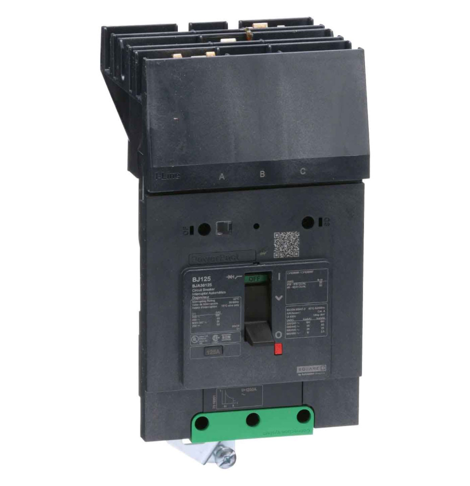 BJA36125 - Square D 125 Amp 3 Pole 600 Volt Molded Case Circuit Breaker