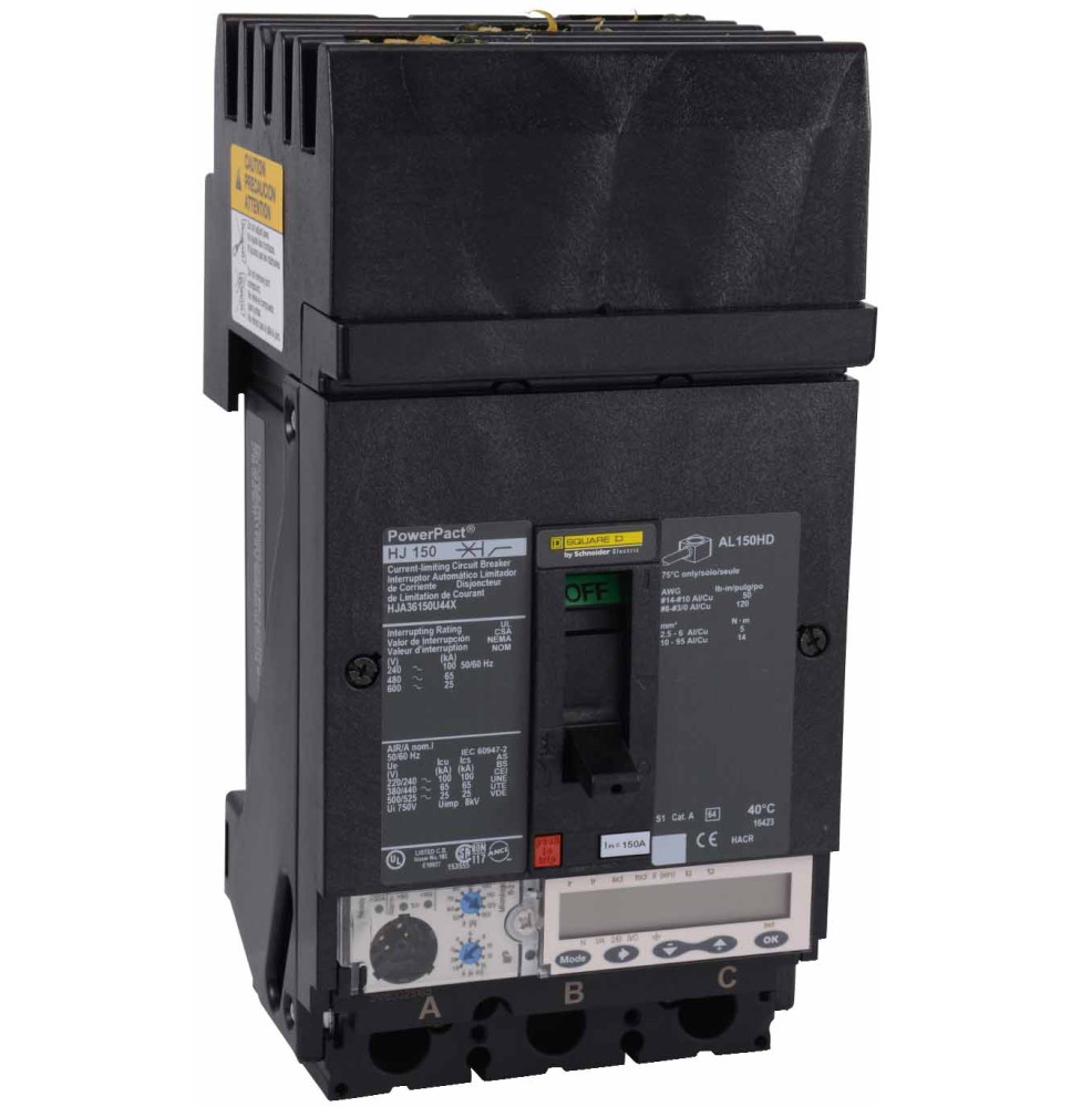 HJA36150U44X - Square D 150 Amp 3 Pole 600 Volt Molded Case Circuit Breaker