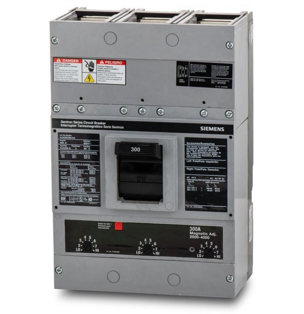 HJXD63B300L - Siemens 300 Amp 3 Pole 600 Volt Molded Case Circuit Breaker
