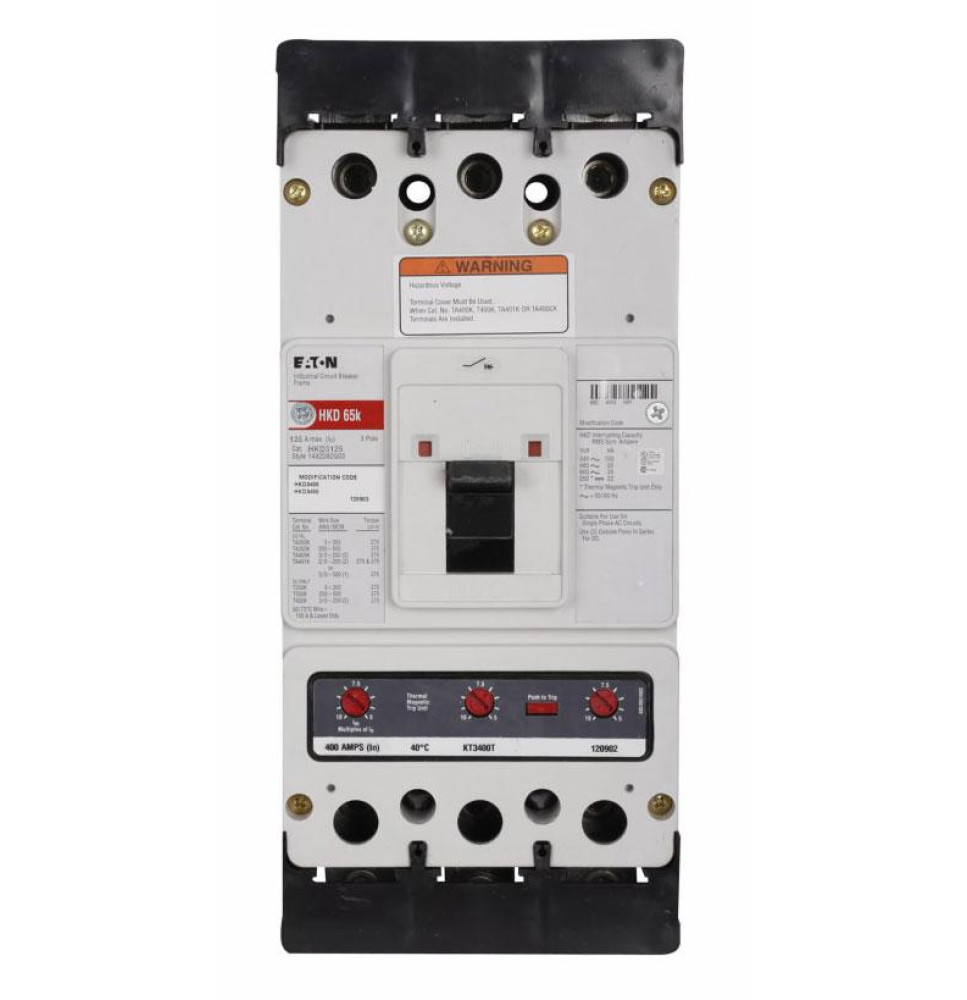 HKD3125 - Eaton Cutler-Hammer 125 Amp 3 Pole 600 Volt Molded Case Circuit Breaker
