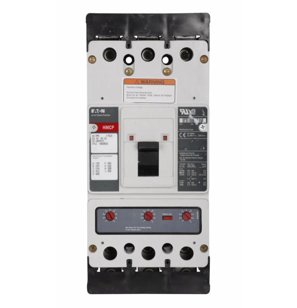 HMCP400X5 - Eaton Cutler Hammer 400 Amp 3 Pole 600 Volt Molded Case Circuit Breaker