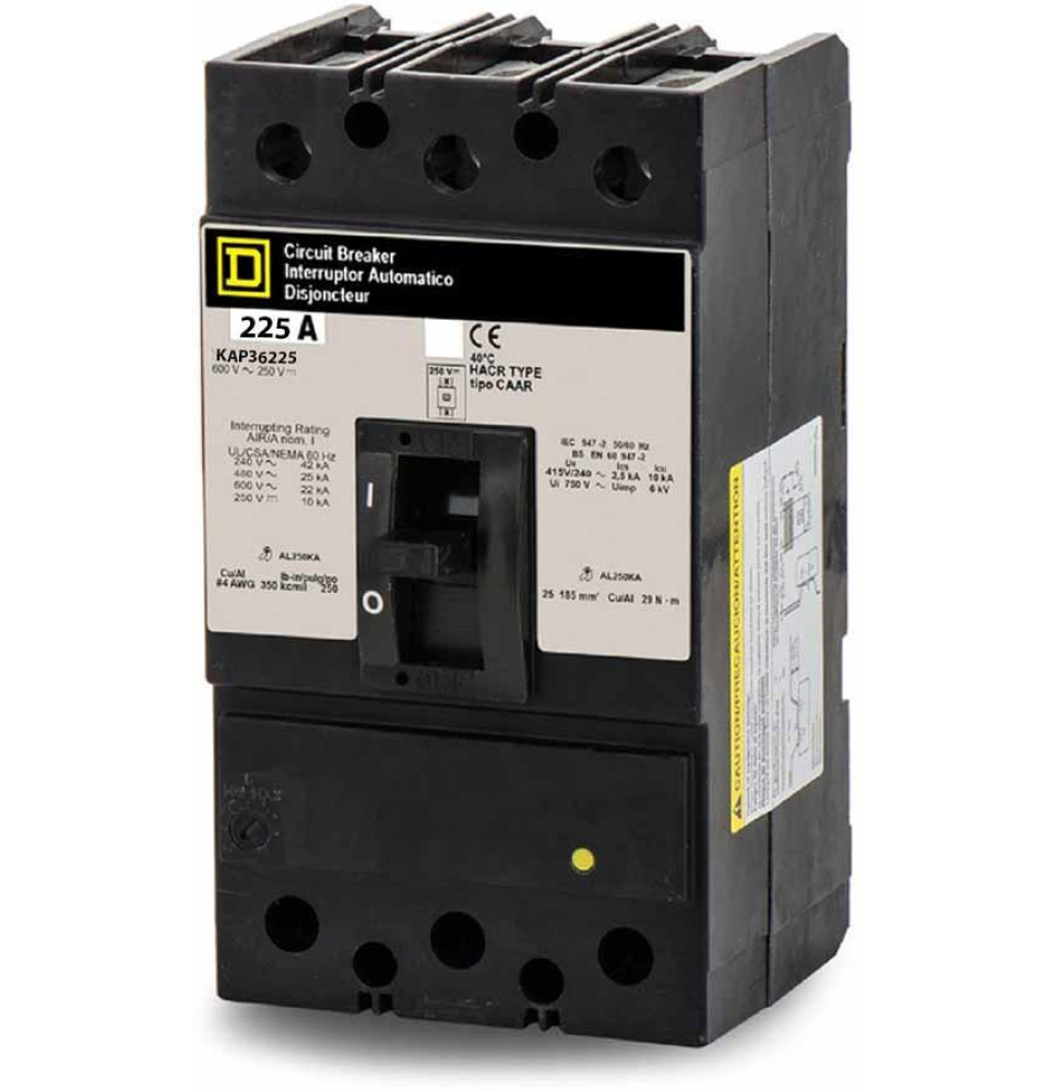 KAP36225 - Square D 225 Amp 3 Pole 600 Volt Molded Case Circuit Breaker