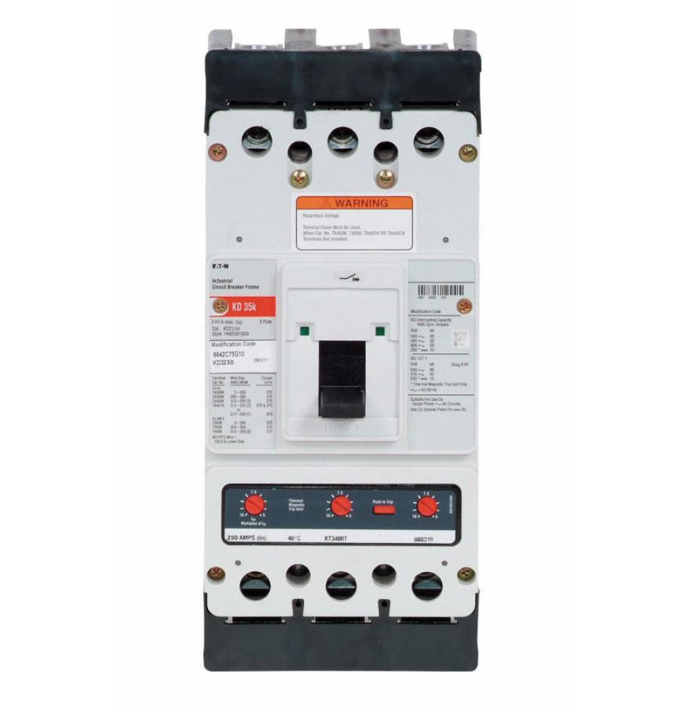 KD3250 - Eaton Cutler Hammer 250 Amp 3 Pole 600 Volt Molded Case Circuit Breaker