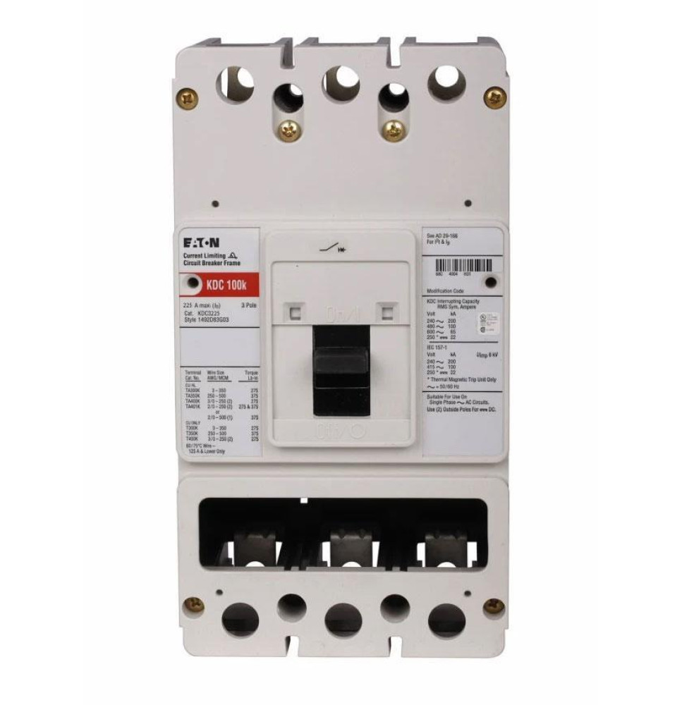 KDC3225 - Eaton Cutler Hammer 225 Amp 3 Pole 600 Volt Molded Case Circuit Breaker