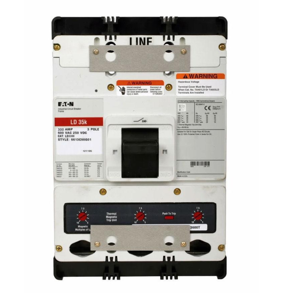 LD3300 - Eaton Cutler Hammer 300 Amp 3 Pole 600 Volt Molded Case Circuit Breaker