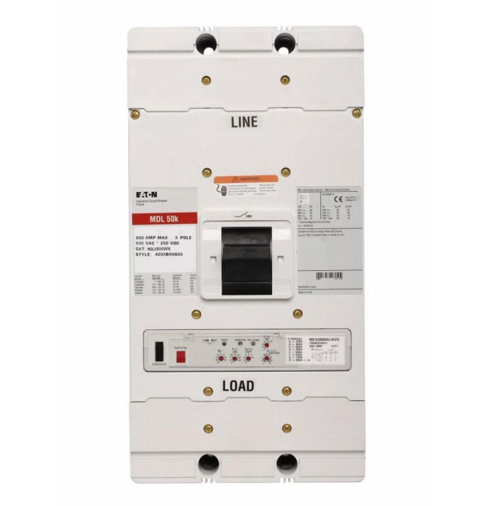 MDL3800WK - Eaton Cutler Hammer 800 Amp 3 Pole 600 Volt Plug-In Molded Case Switch Circuit Breaker