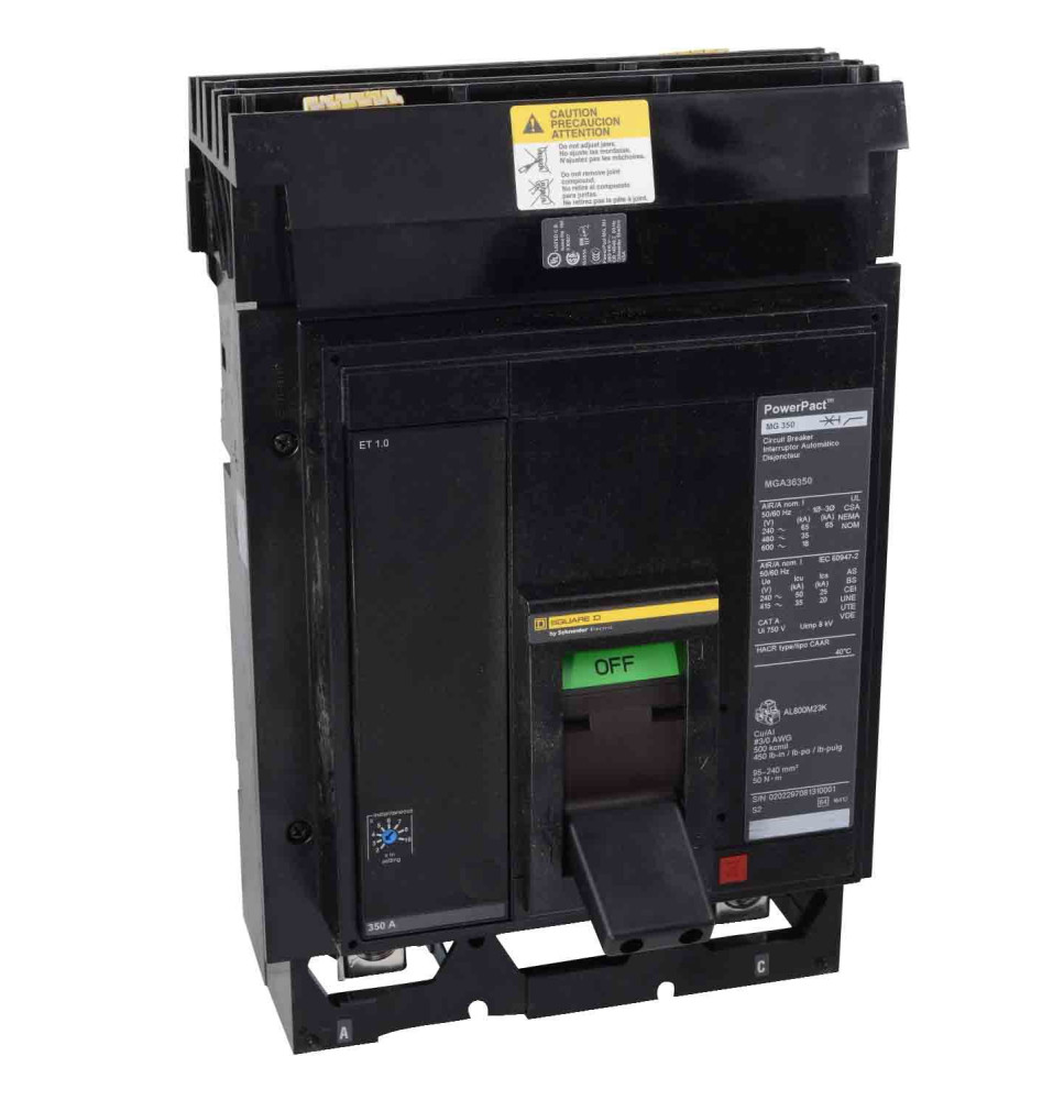 MGA36350 - Square D 350 Amp 3 Pole 600 Volt Molded Case Circuit Breaker