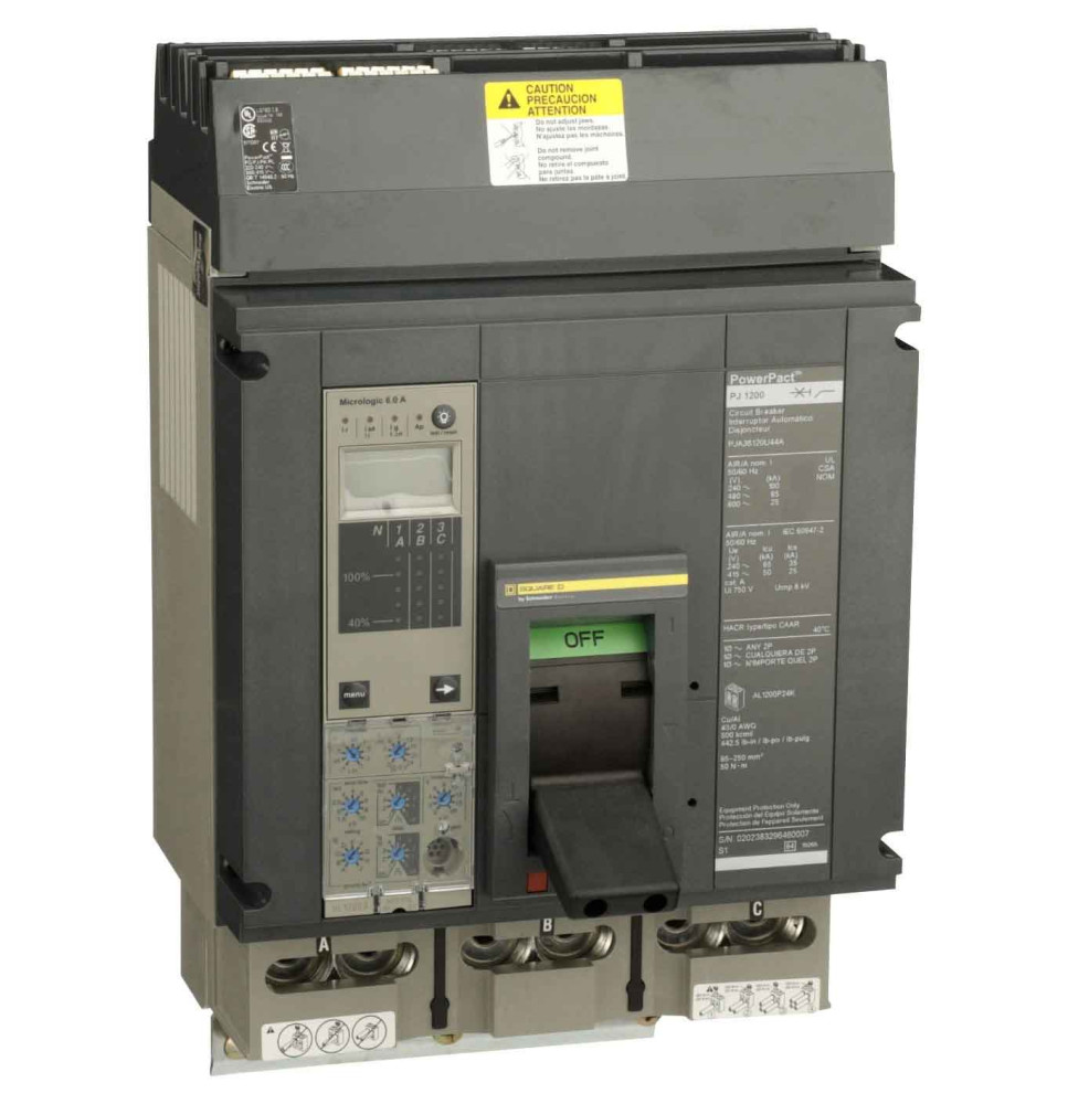 PJA36120U44A - Square D 1200 Amp 3 Pole 600 Volt Molded Case Circuit Breaker