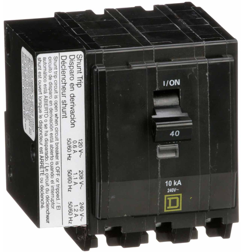 QO3401021 - Square D 40 Amp 3 Pole 240 Volt Molded Case Circuit Breaker