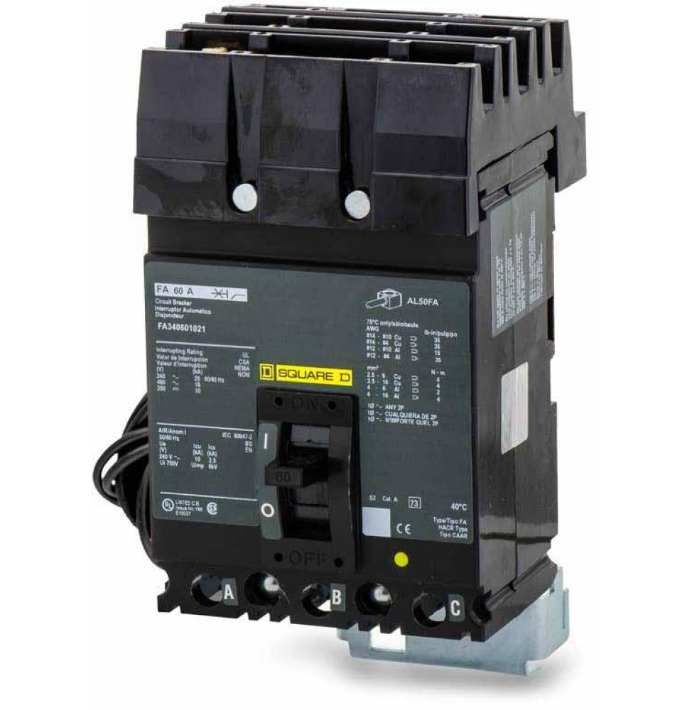 FA340601021 - Square D 60 Amp 3 Pole 480 Volt Molded Case Circuit Breaker