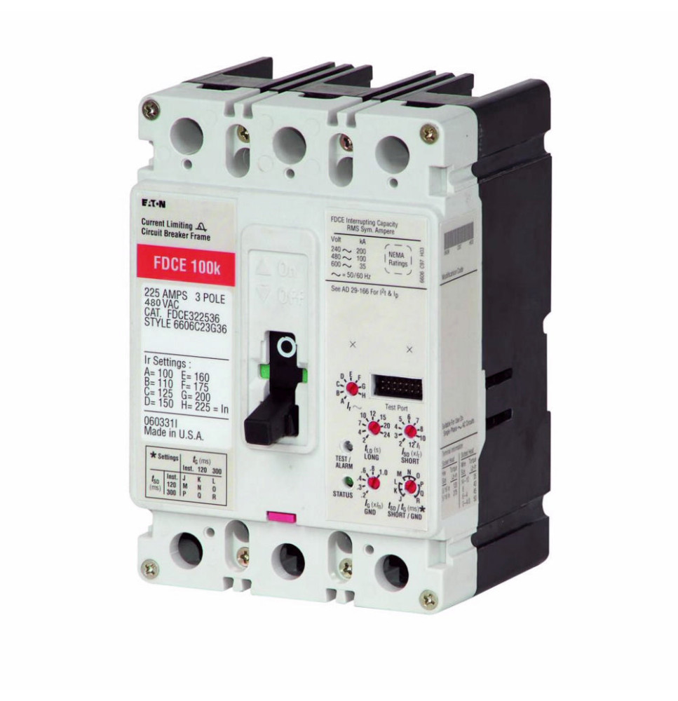 FDCE322532 - Eaton Cutler-Hammer 225 Amp 3 Pole 480 Volt Bolt-On Molded Case Circuit Breaker